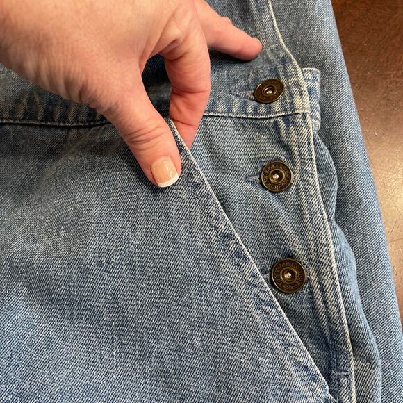 Vintage Christopher & Banks Denim Overalls Medium Embroidered Winter Holidays - Picture 5 of 10